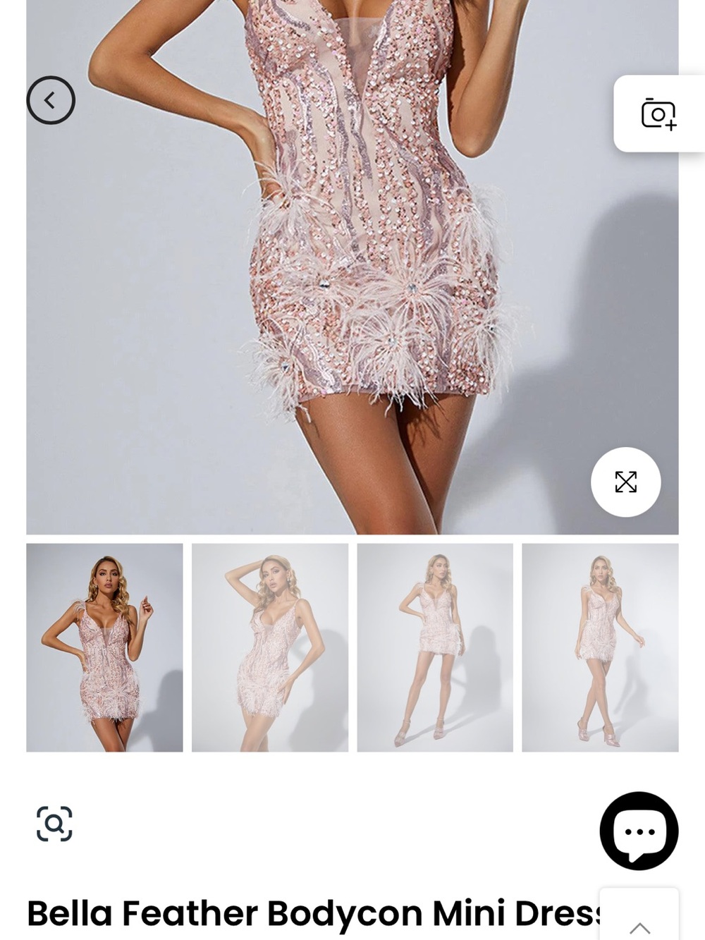 Feather-Embellished Pink Mini Dress